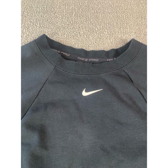 Nike Pro Get Fit Striped Cropped Sweatshirt Dri Fit Crewneck Black Multi Large - Picture 5 of 10